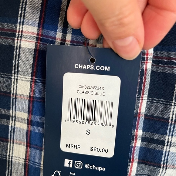 Chaps Easy Care Flannel Man Button Down Shirt, Size Small - Picture 5 of 7